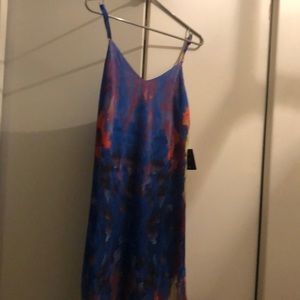 Flying Watercolors Royal Blue Print Maxi Dress